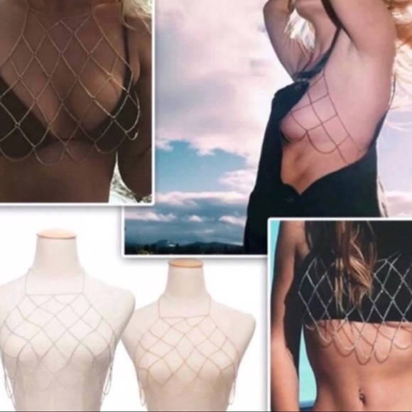 Jewelry - Silver body chain BODYCHAIN netting chest necklace